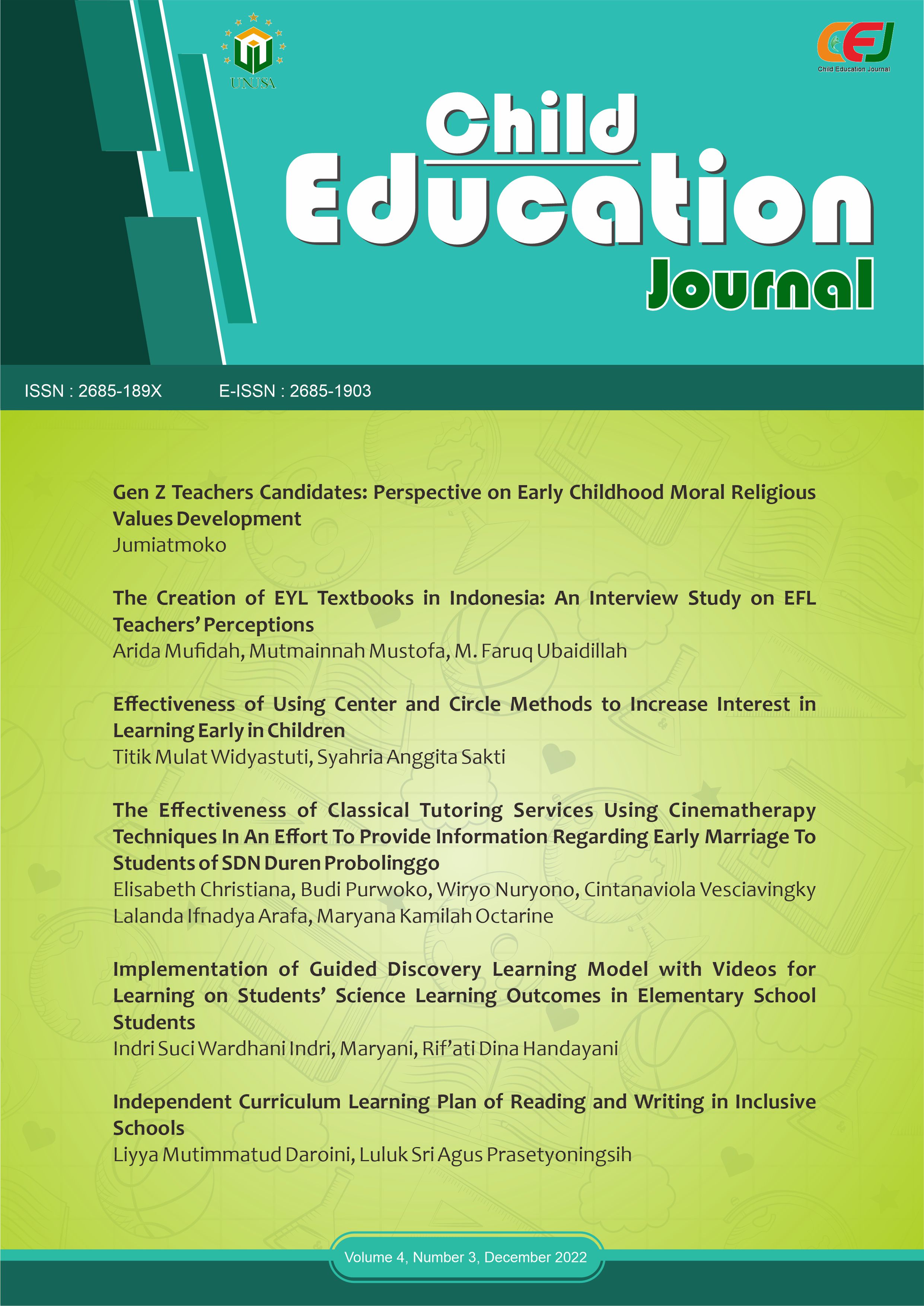 					View Vol. 4 No. 3 (2022): Child Education Journal 
				