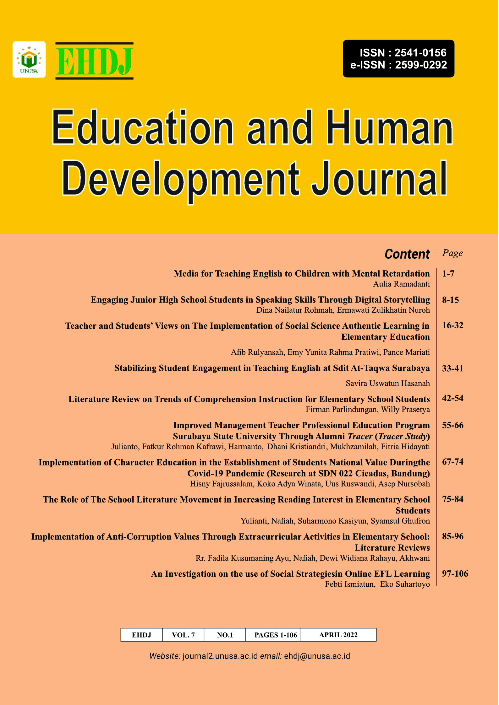 					View Vol. 7 No. 01 (2022): Education Human and Development Journal
				