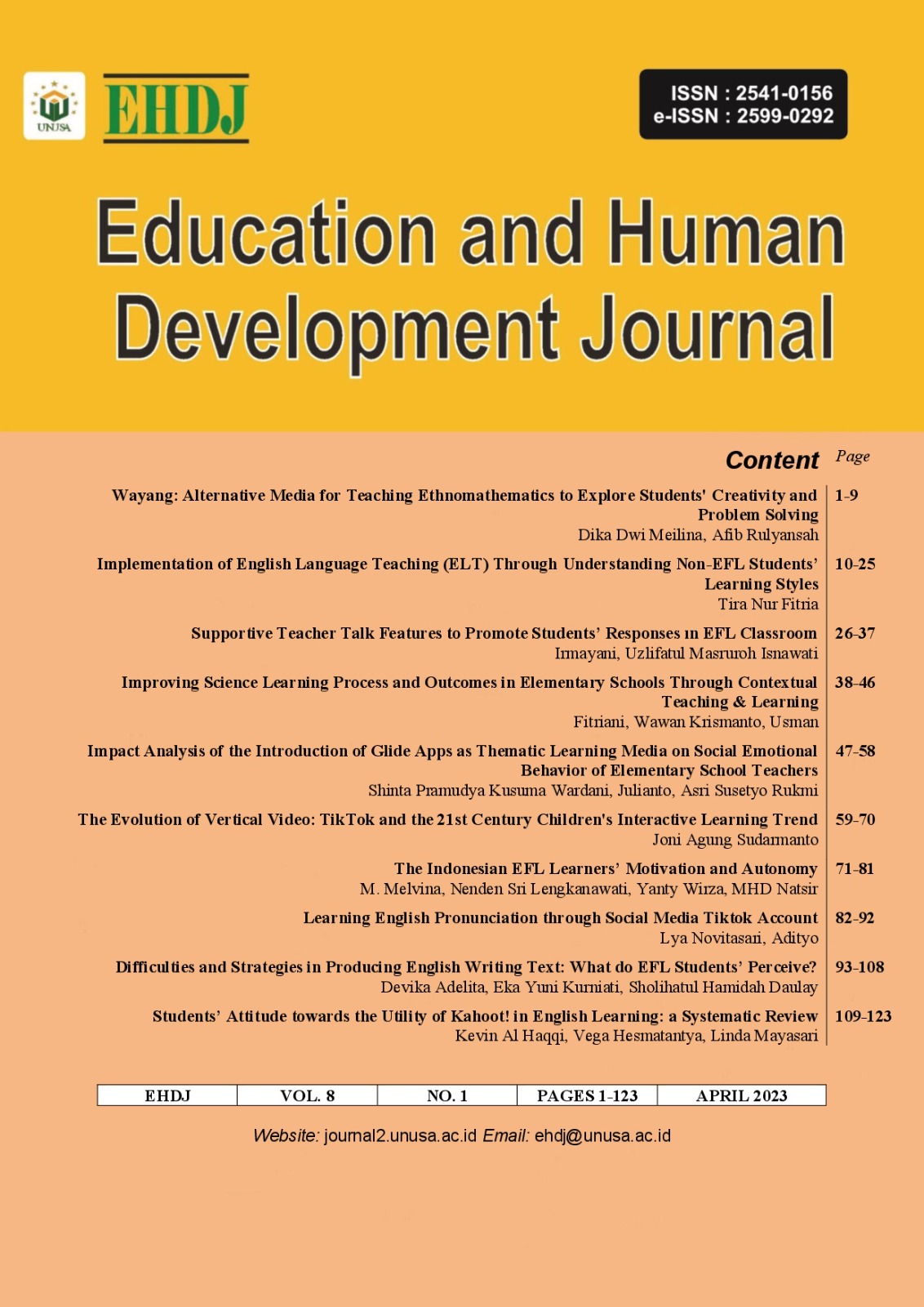 					View Vol. 8 No. 1 (2023): Education and Human Development Journal
				