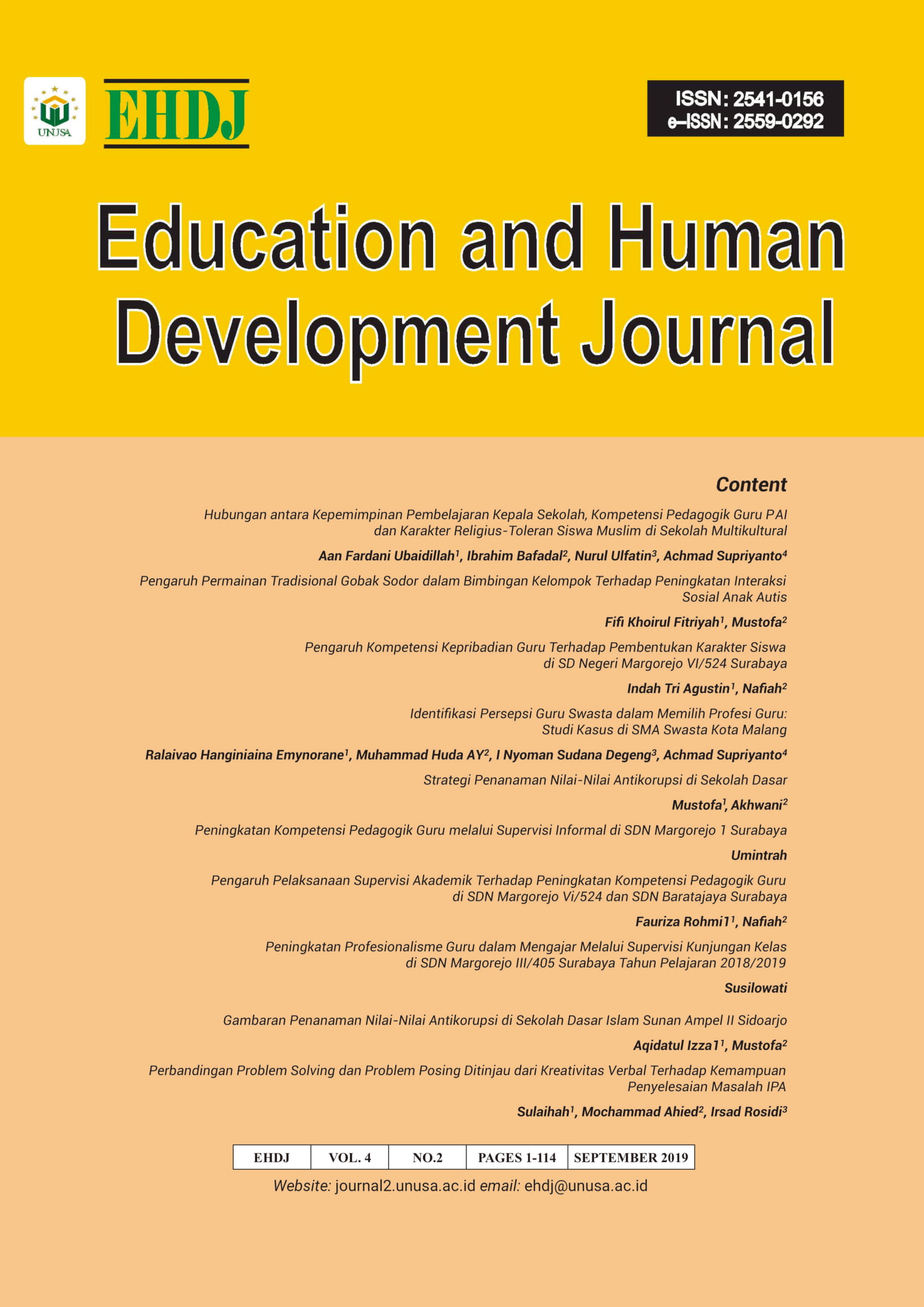 					View Vol. 4 No. 2 (2019): Education and Human Development Journal
				