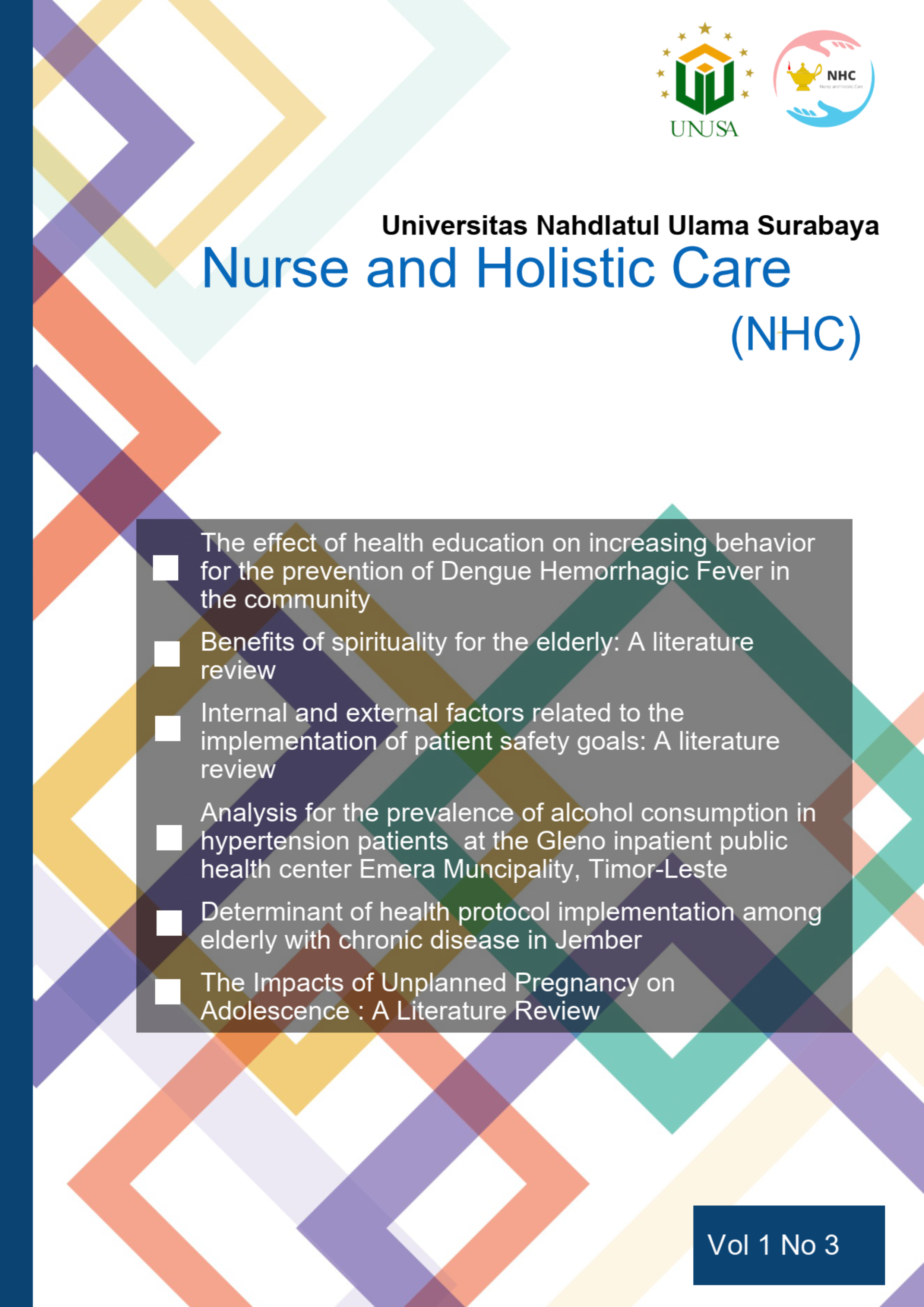 					View Vol. 1 No. 3 (2021): Nurse and Holistic Care
				