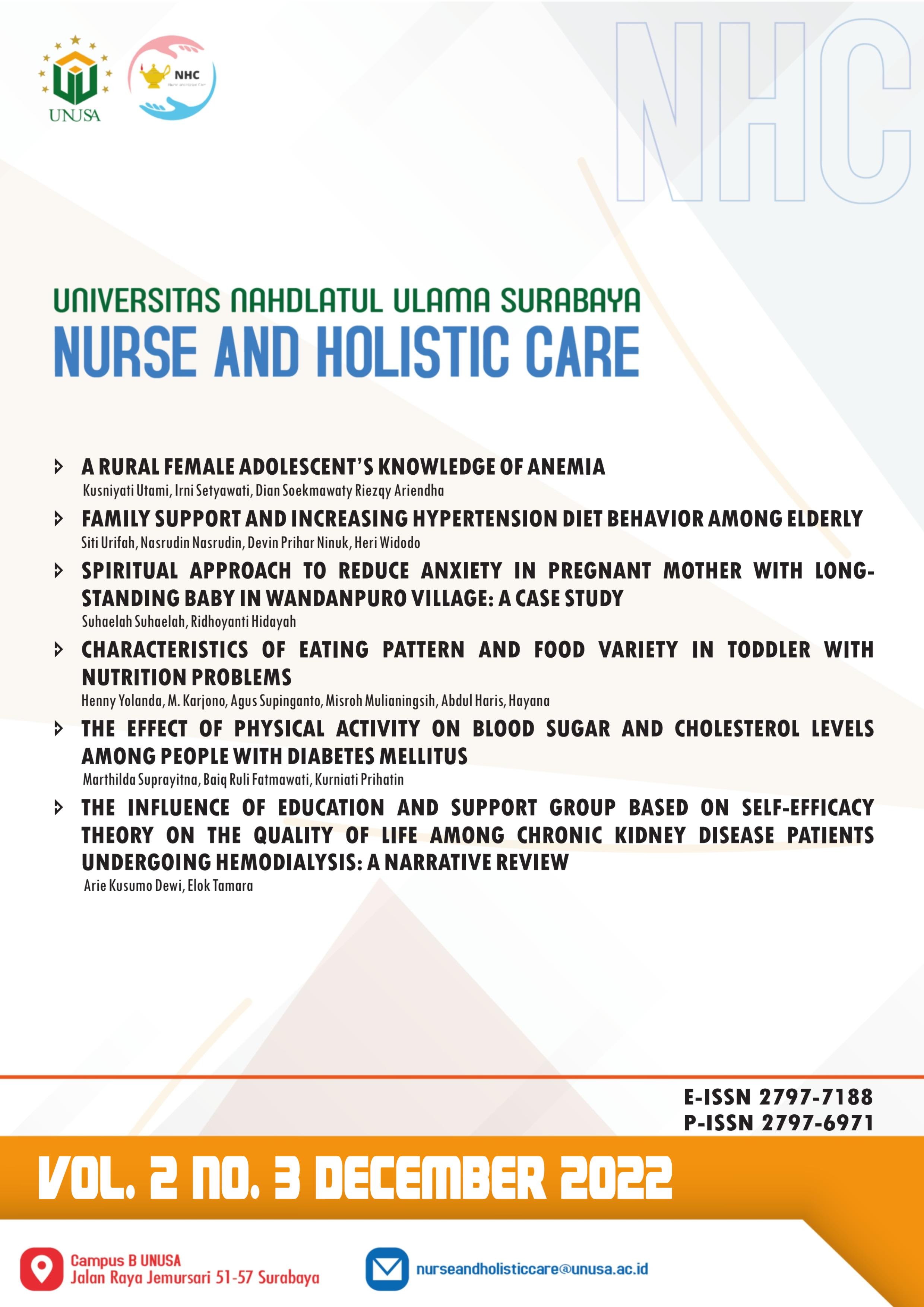 					View Vol. 2 No. 3 (2022): Nurse and Holistic Care
				