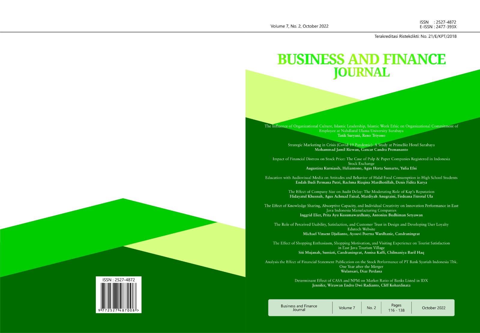 					View Vol. 7 No. 2 (2022): Business and Finance Journal
				