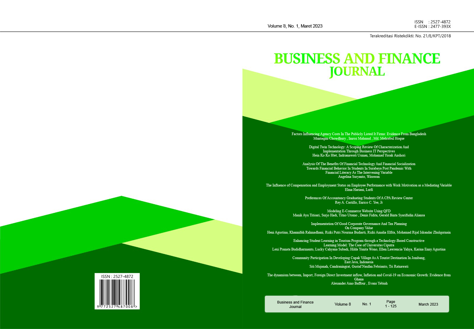 					View Vol. 8 No. 1 (2023): Business and Finance Journal
				