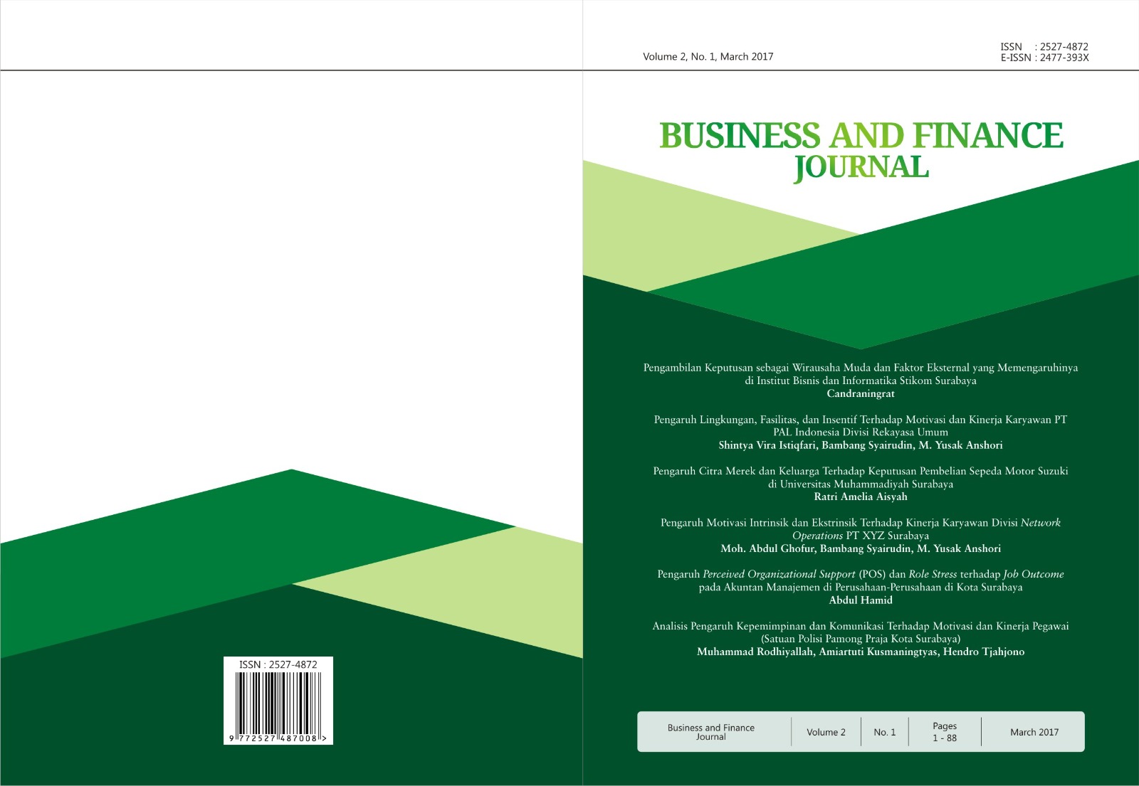					View Vol. 2 No. 1 (2017): Business and Finance Journal
				