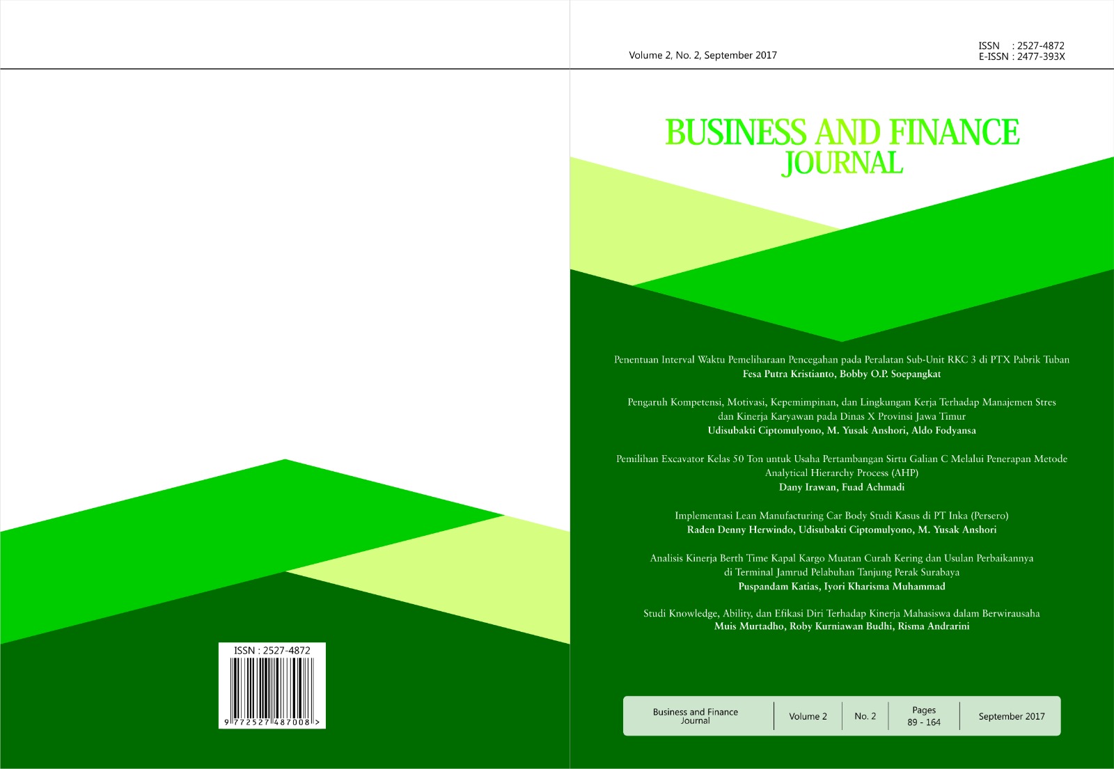 					View Vol. 2 No. 2 (2017): Business and Finance Journal
				