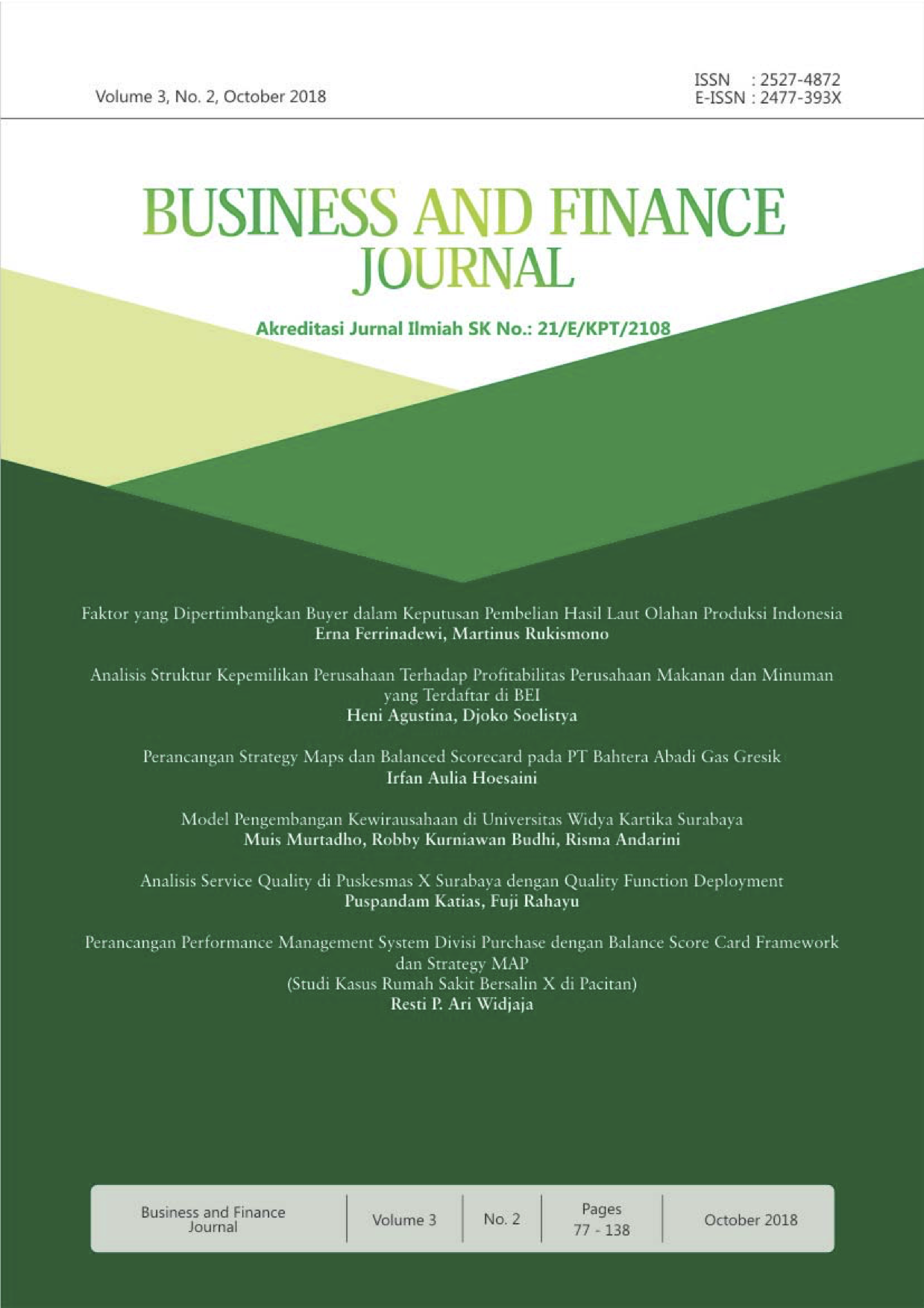					View Vol. 3 No. 2 (2018): Business and Finance Journal
				