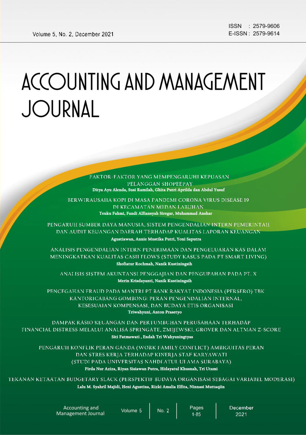 					View Vol. 5 No. 2 (2021): Accounting and Management Journal
				