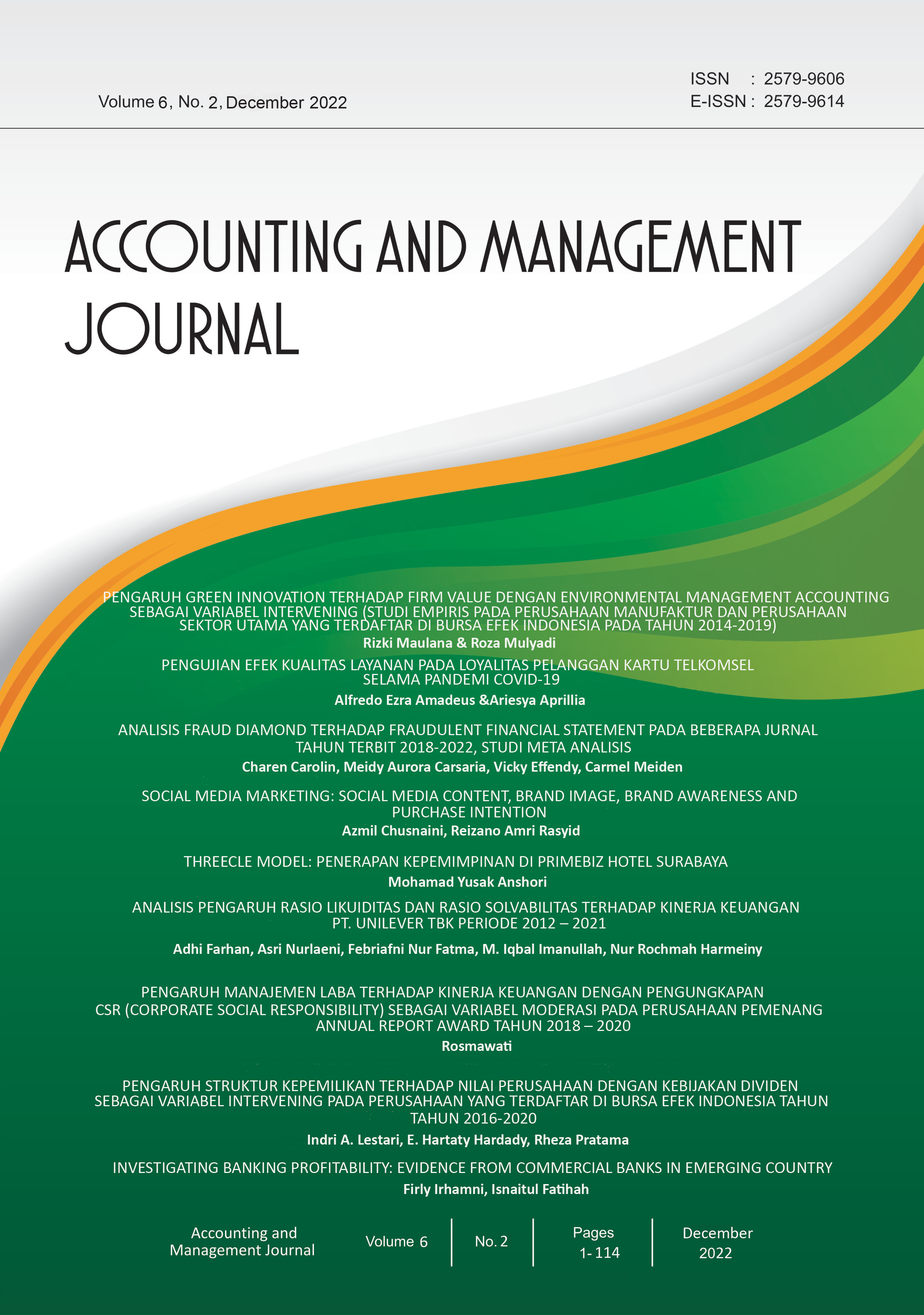 					View Vol. 6 No. 2 (2022): Accounting and Management Journal
				