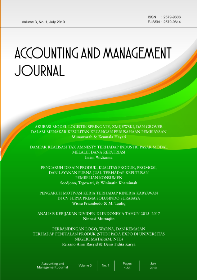 					View Vol. 1 No. 2 (2018): Accounting and Management Journal
				