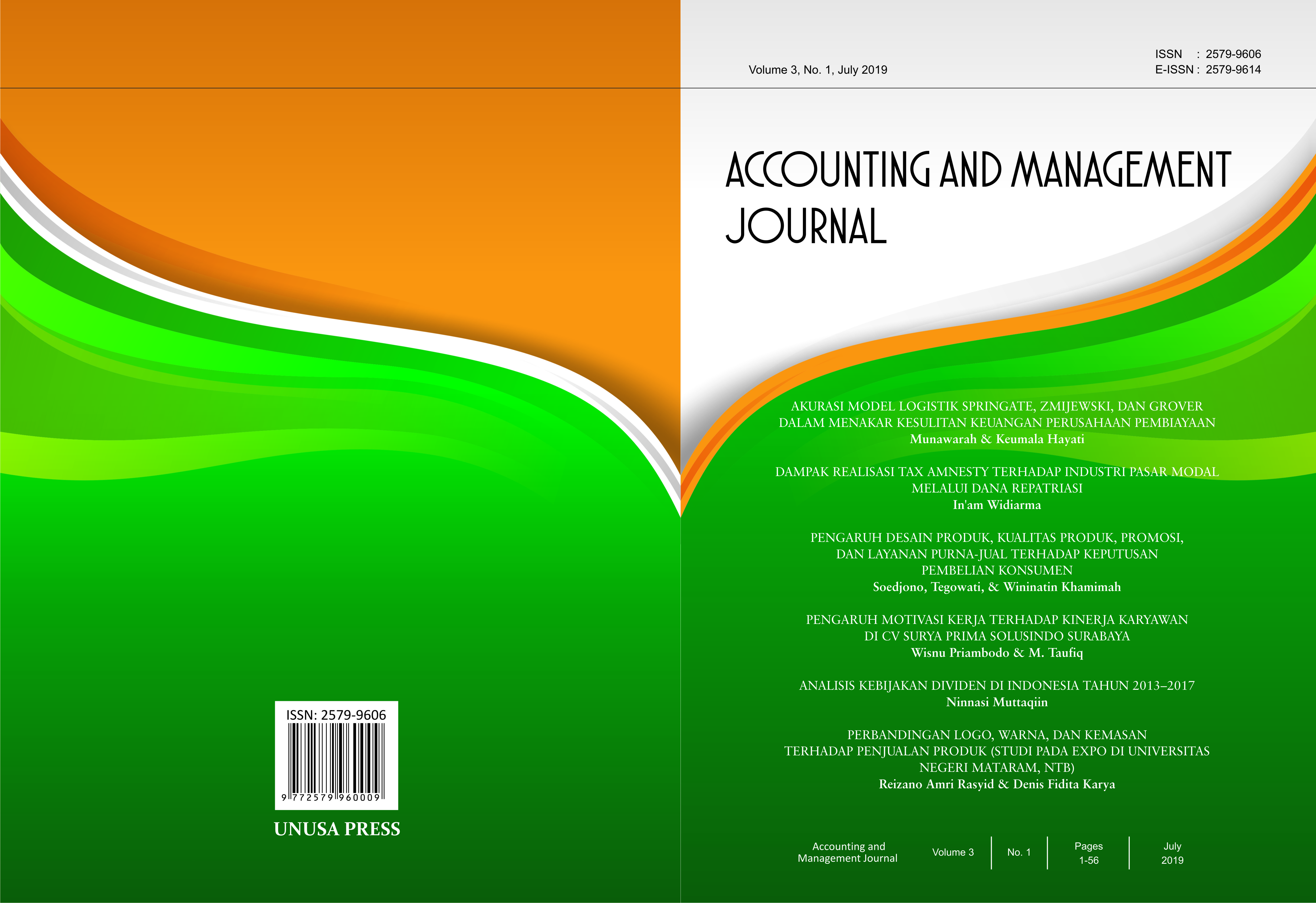 					View Vol. 3 No. 1 (2019): Accounting and Management Journal
				